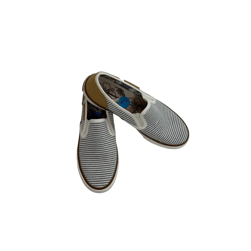 Tommy Bahama Blue White Striped Canvas Slip On Shoes Sneakers - Women's Size 7.5